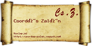 Csordás Zalán névjegykártya